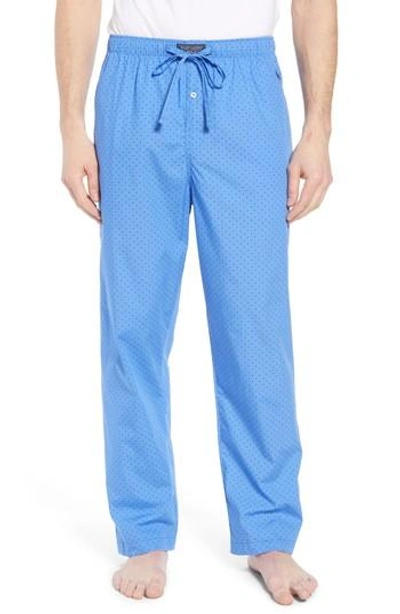 Polo Ralph Lauren Dot Cotton Pajama Pants In Harbour Island Blue/ Navy