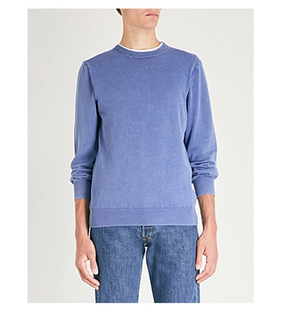 Apc Berry Cotton-jersey Jumper In Blue
