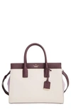 Kate Spade Cameron Street - Candace Leather Satchel - Ivory In Crisp Linen/ Lilac / Mahogany