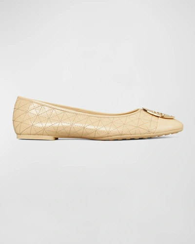 Tory Burch Claire Quilted Medallion Ballerina Flats In Beige