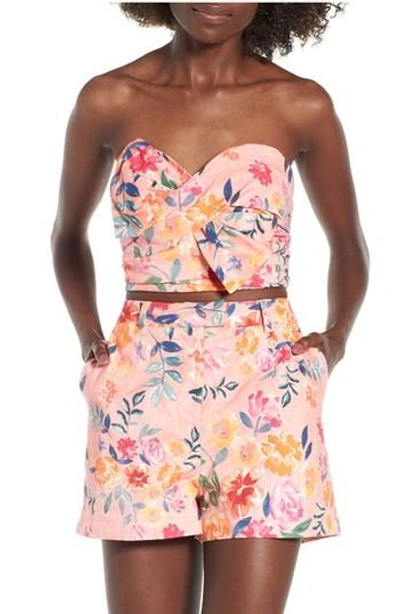 Lovers & Friends Strapless Crop Top In Sunset Floral