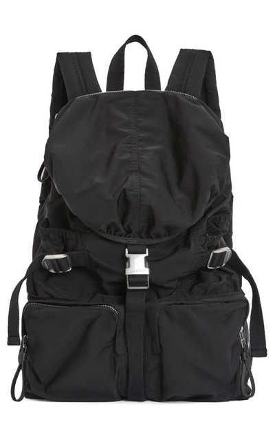 Allsaints Black Ren Logo-patch Drawstring Recycled-polyester Backpack