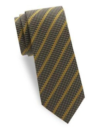 Tom Ford Stripe Silk Tie In Black Yellow