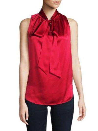 Helmut Lang Bow Silk Top In Rouge