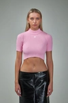 Courrèges Shoulder Snaps Crop Top Woman Pink