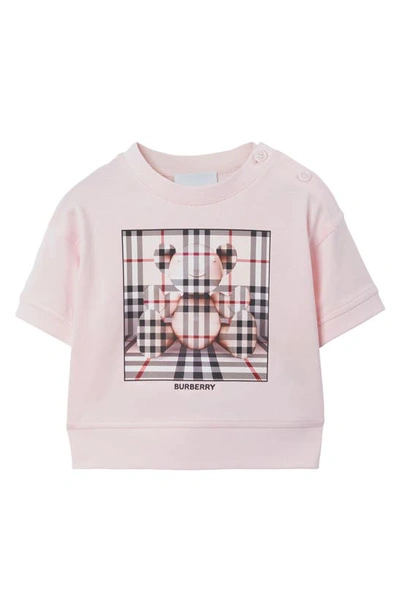 Burberry Kids' Girl's Pia Check-print Bear Graphic T-shirt In Pink