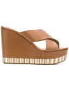 Ferragamo Crossover Strap Mules In Brown