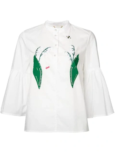 Muveil Lily Of The Valley Appliqué Blouse In White