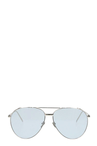 Linda Farrow Aviator Sunglasses In Silver