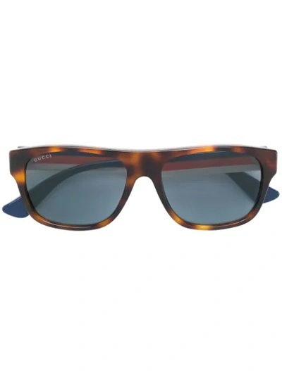 Gucci Rectangle Sunglasses In Multicolour
