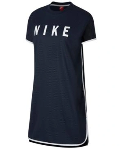 Nike Sportswear Mesh Dress In Obsidian/white