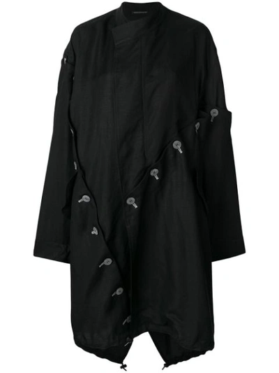 Yohji Yamamoto Oversized Asymmetric Button Coat - Black