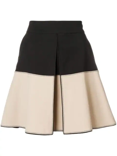 Dorothee Schumacher Two Tone Notch Front Skirt In Black