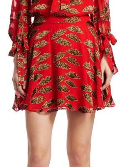 Alice And Olivia Alice + Olivia X Donald Blaise Printed Skater Skirt In Cheetah