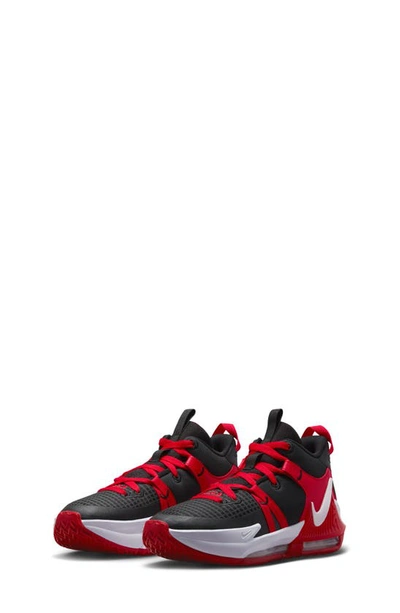 Nike Kids' Lebron Witness 7 Basketball Shoe In Black/ White/ University Red