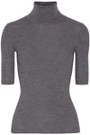 Theory Leenda Ribbed Merino Wool Turtleneck Sweater In Mid Grey