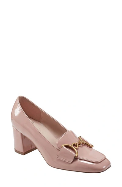 Bandolino Women's Lucien Square Toe Block Heel Loafer Pumps In Light Pink Patent