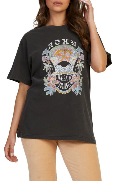Roxy Juniors' To The Sun Boyfriend Cotton Graphic T-shirt In Anthracite