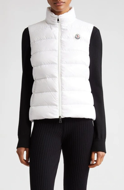 Moncler Ghany Mock Neck Down Puffer Vest In White