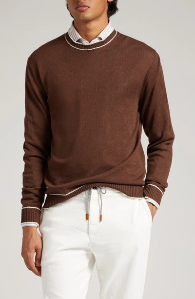 Eleventy Tipped Virgin Merino Wool Sweater In Moro E Sabbia