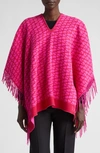 Valentino Garavani Vlogo Toile Iconographe Virgin Wool & Cashmere Poncho In Pink Chiaro/pink Scuro/pink