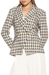 Alexia Admor Double Breasted Tweed Jacket In Ivory Check