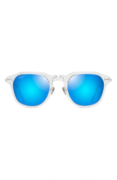 Maui Jim Alika 49mm Polarizedplus2® Round Sunglasses In Crystal W/ Dark Gunmetal
