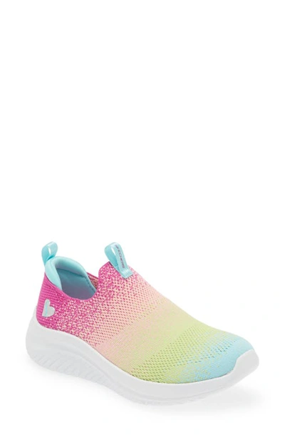 Skechers Kids' Ultra Flex 3.0 Washable Slip-on Sneaker In Aqua/ Multi