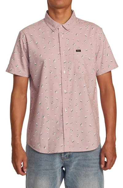 Rvca Men's Short Sleeves That'll Do Stretch Shirt In Lavender