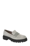 Bella Vita Paz Lug Loafer In Gray Suede Leather