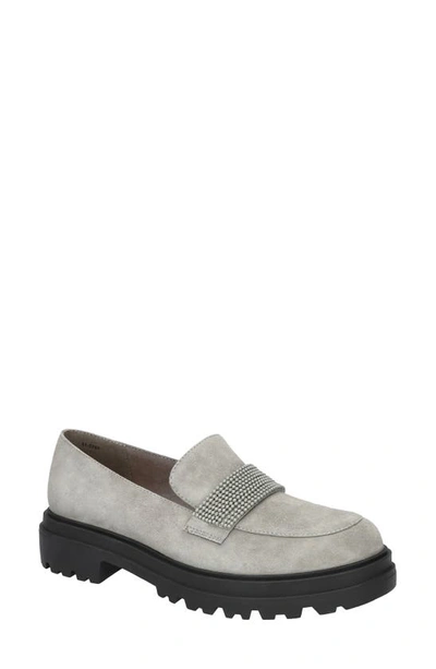 Bella Vita Paz Lug Loafer In Gray Suede Leather