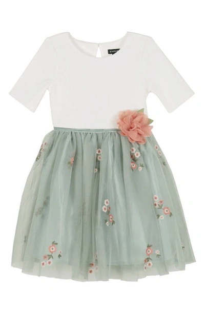 Zunie Kids' Floral Ponte Dress In Dusty Sage | ModeSens