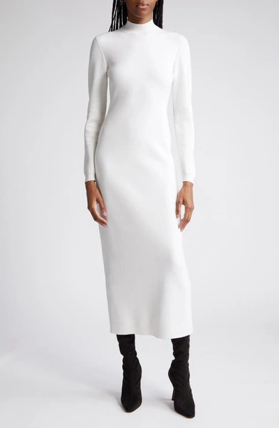 Brandon Maxwell The Lennon Mock-neck Wool Gown In Ivory