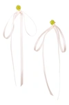 Simone Rocha Ribbon Bow Drop Earrings In Acid Green/ Pink