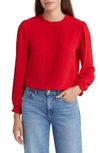 Cece Pintucked Smocked Cuff Chiffon Top In Luminous Red