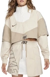 Nike Sportswear Water Repellent Crop Tracksuit Jacket In Sand Drift/ Khaki/ Sail/ Brown