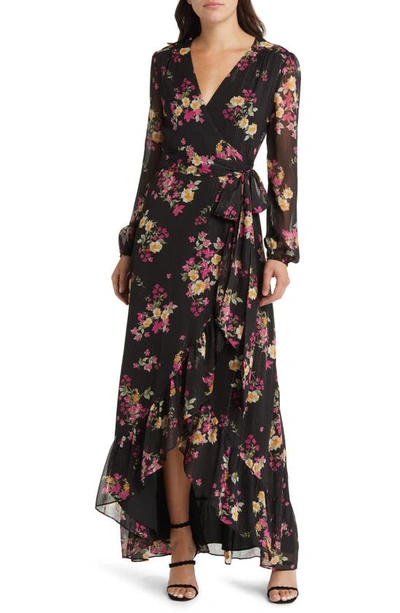 wayf long sleeve wrap dress WAYF Long-Sleeve Turtleneck Wrap Midi Dress