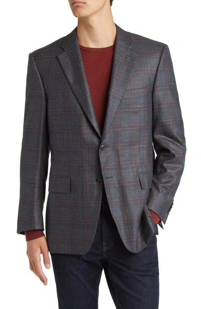 Canali Siena Regular Fit Plaid Silk & Cashmere Sport Coat In Grey Plaid