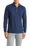 Peter Millar Soul Long Sleeve Performance Polo In Navy