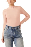 Free People The Rickie Mock Neck T-shirt In Smoke Rose