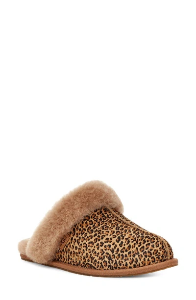 Ugg Scuffette Animal-print Shearling Slippers In Chestnut