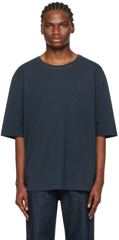 Lemaire Chest Patch-pocket Cotton T-shirt In 蓝色