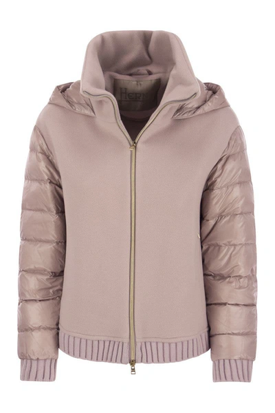 Herno Resort Bomber Jacket In Modern Double And Ultralight Nylon In Pink