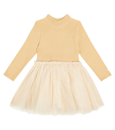 Donsje Baby Lotus Tulle-trimmed Dress In Yellow