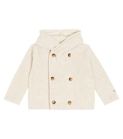 Donsje Baby Tristan Ribbed-knit Wool Cardigan In Neutrals