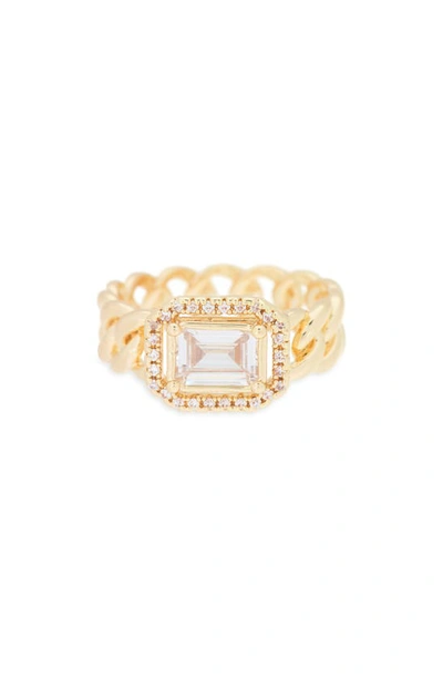 Nordstrom Rack Pavé Cubic Zirconia Frozen Chain Ring In Clear- Gold