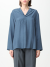 Alysi Notched-lapels Silk Shirt In Blue