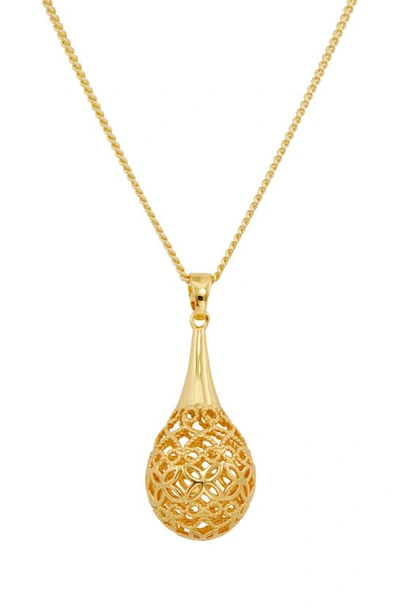 Savvy Cie Jewels 18k Gold Plated Filigree Drop Pendant Necklace In Yellow