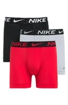 Nike 3-pack Dri-fit Essential Micro Boxer Briefs In Red Multi Swoosh
