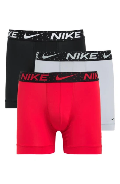 Nike 3-pack Dri-fit Essential Micro Boxer Briefs In Red Multi Swoosh